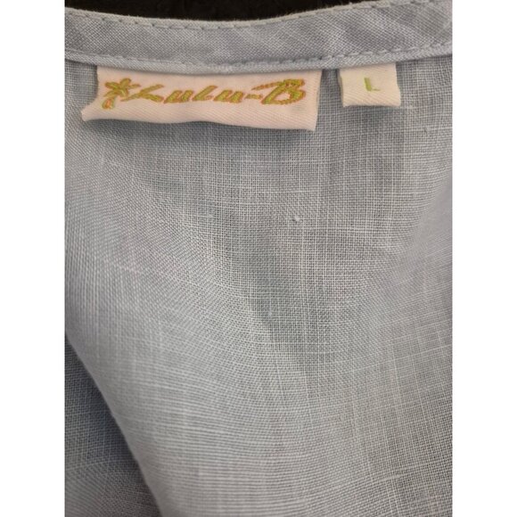 Lulu-B VTG 100% Linen Dress Linen Shift Tank Dress Linen Sundress Lt. Blue Sz L - Picture 4 of 6